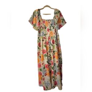 Cottagecore Coquette Boho Spring Floral Maxi Dress Flutter Sleeves Plus Size 20